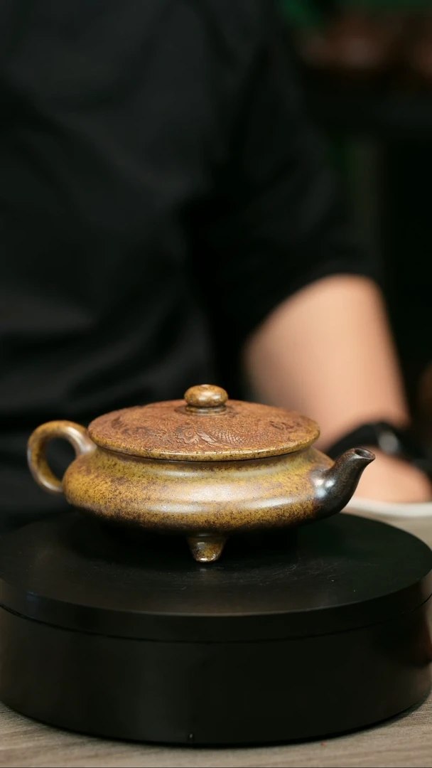 茶壶紫砂K*生H2134顾建平柴烧大明扁炉
