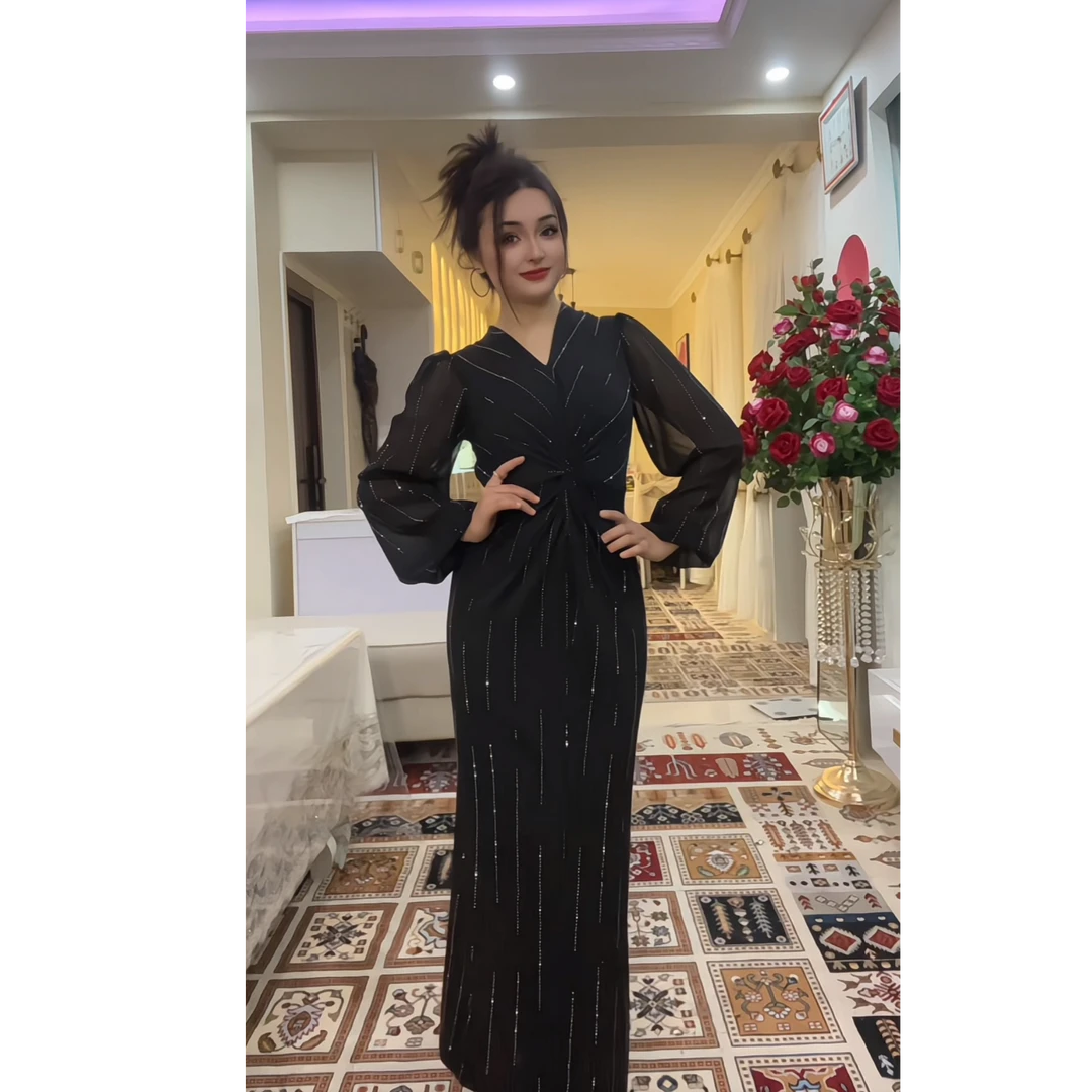 9869【包邮】新款时尚气质V领女装连衣裙