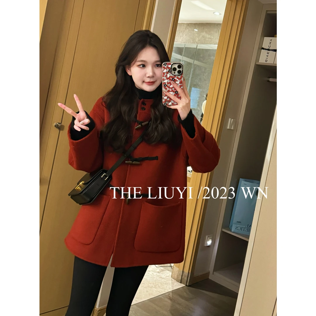 【LIUYI】伦敦大衣~冬季连帽双面尼大衣312292