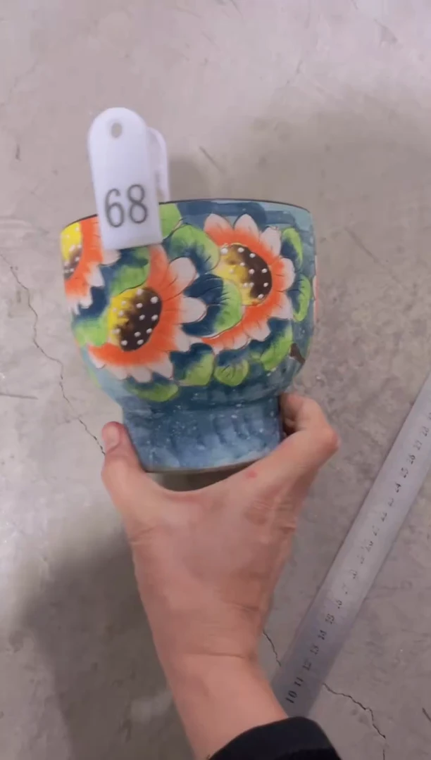 摆件68陶花岛花盆罐—手工痕迹默认，大小会有1-2公分误差