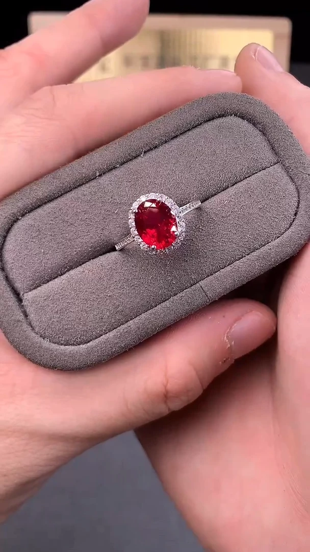 银S925镶嵌戒指红宝石1122