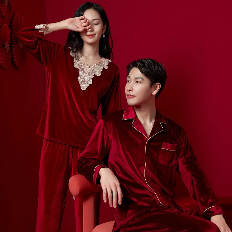 兰麦菓2025新款情侣睡衣秋冬季金丝绒长袖轻奢高级感家居服两件套