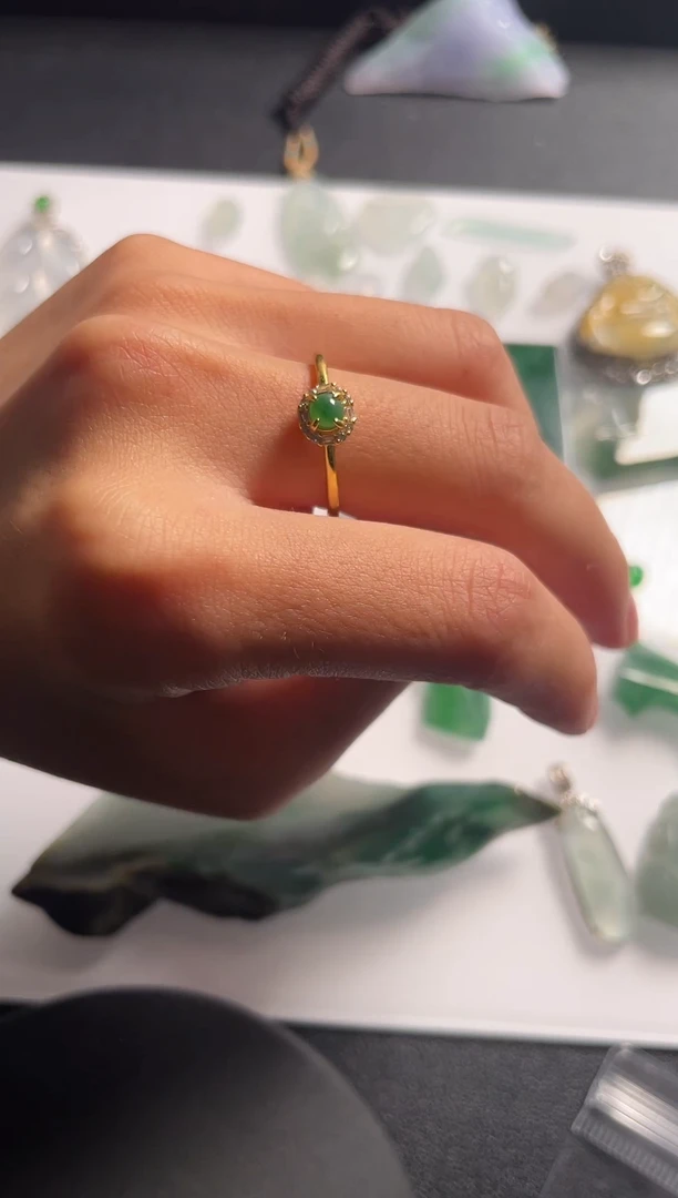 合金戒指翡翠天然A货翡翠