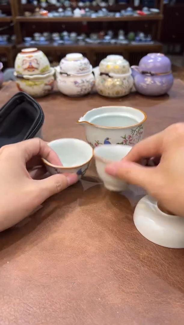真的很便宜超好看会开片的旅行茶具