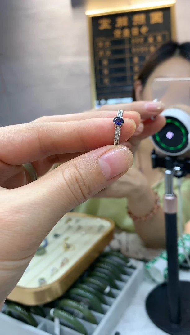 戒指蓝宝石银S925镶嵌戒指3