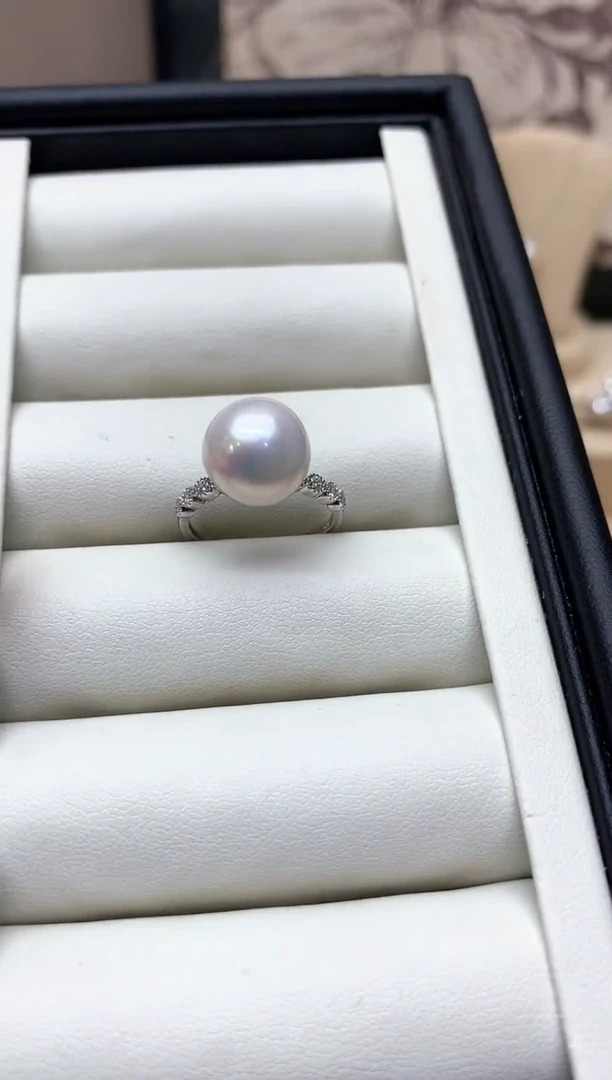 银S925镶嵌戒指淡水珍珠S925银淡水珍珠戒指