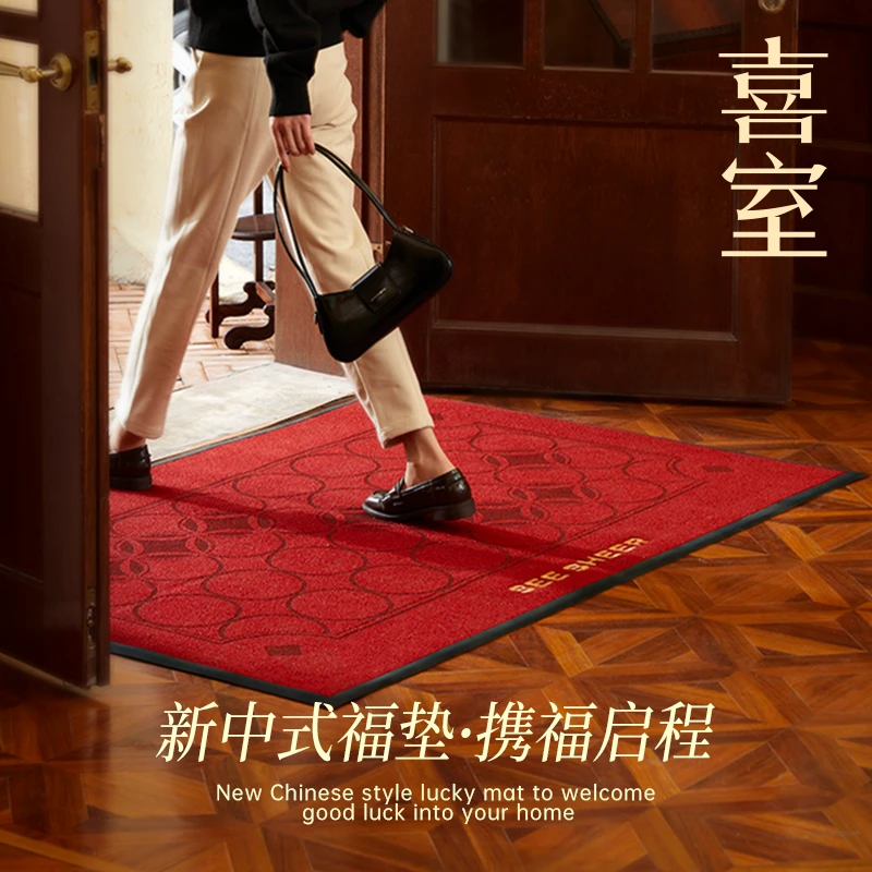 红色入户门地垫庭院门口进门门垫家用除尘垫防滑耐脏脚垫门厅地毯