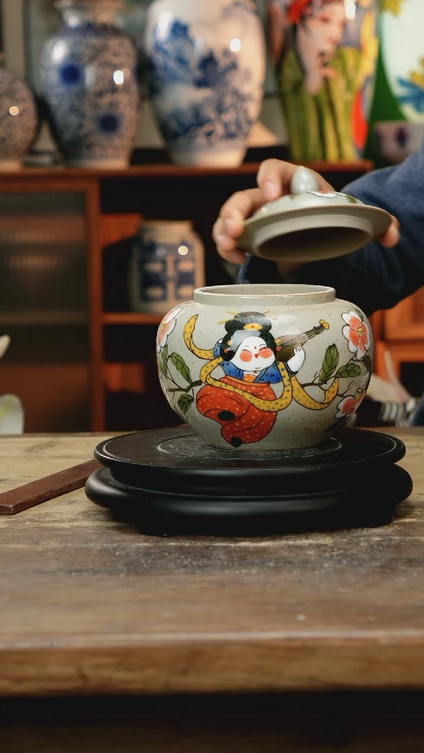 瓷片 景德镇纯手工釉下彩精品花瓶