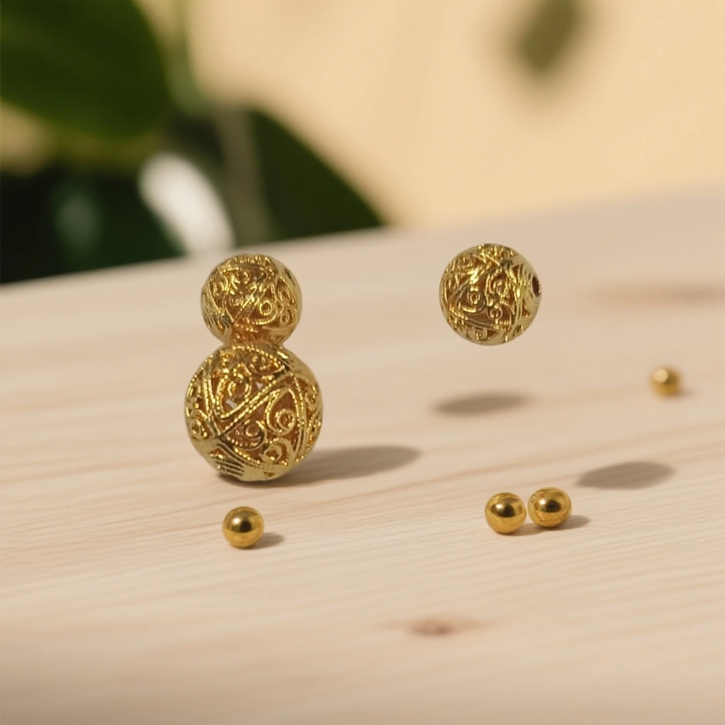 京-东发货 18k金回纹花丝珠手串手链diy配饰隔珠轻奢