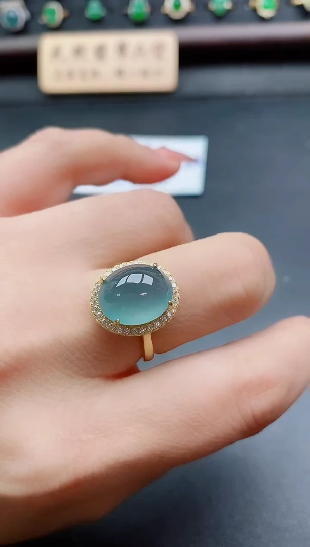 银S925镶嵌戒指翡翠1