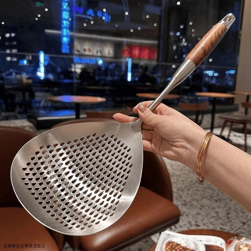 食品级316不锈钢大漏勺厨房家用漏网勺捞面油炸饺子捞勺专用笊篱