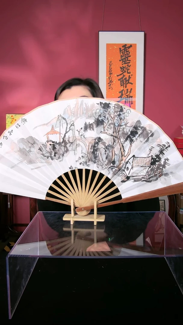 国画杜大江折扇作品