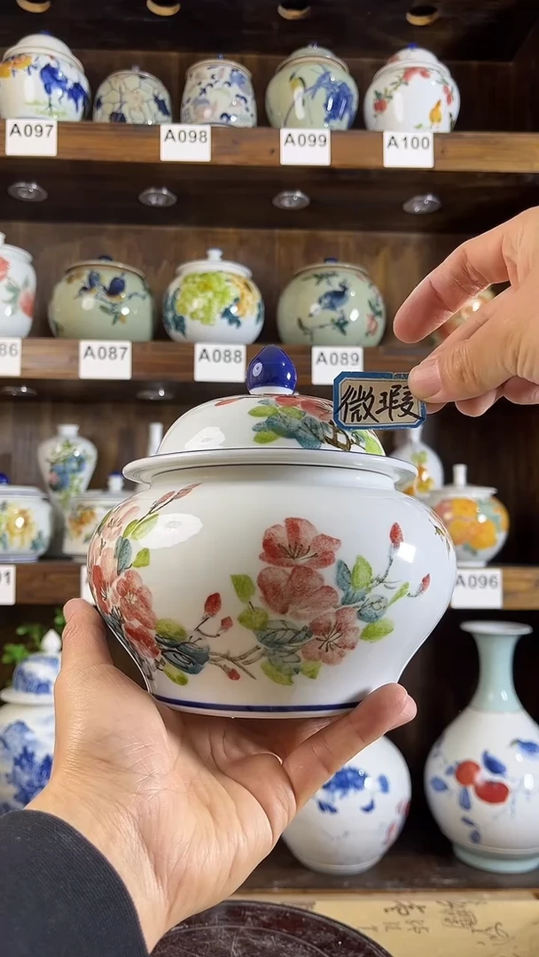 【闪购商品】纯手工手绘山茶花储物罐