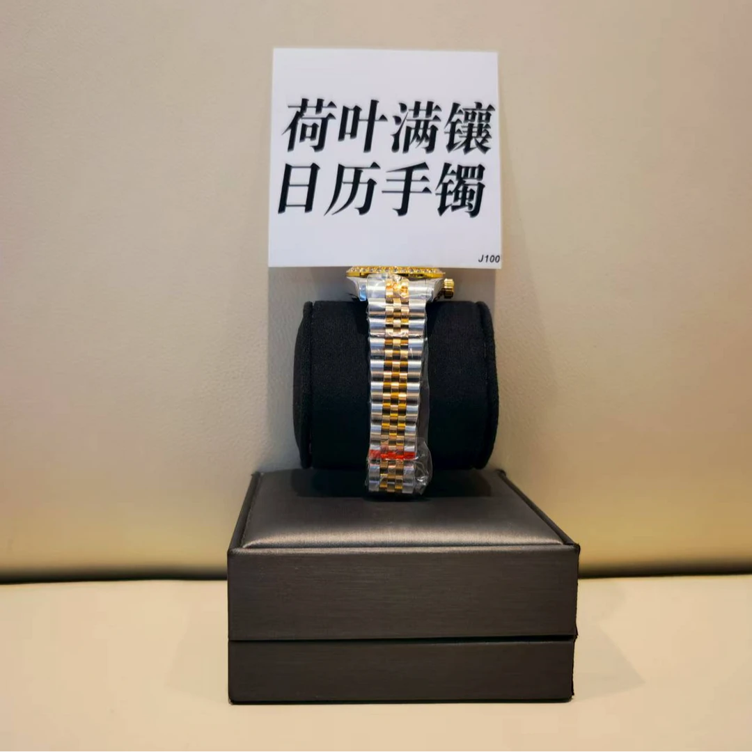 钛钢手链 荷叶满镶日历手镯 ZF-J100