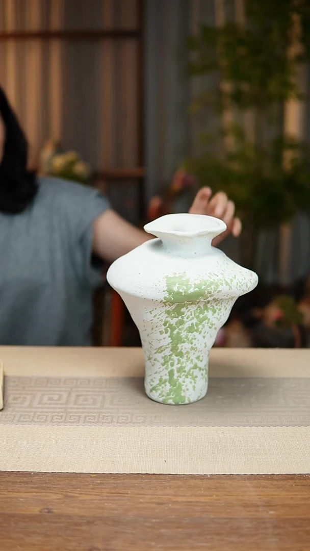 花器陶瓷花瓶绿云漫影06