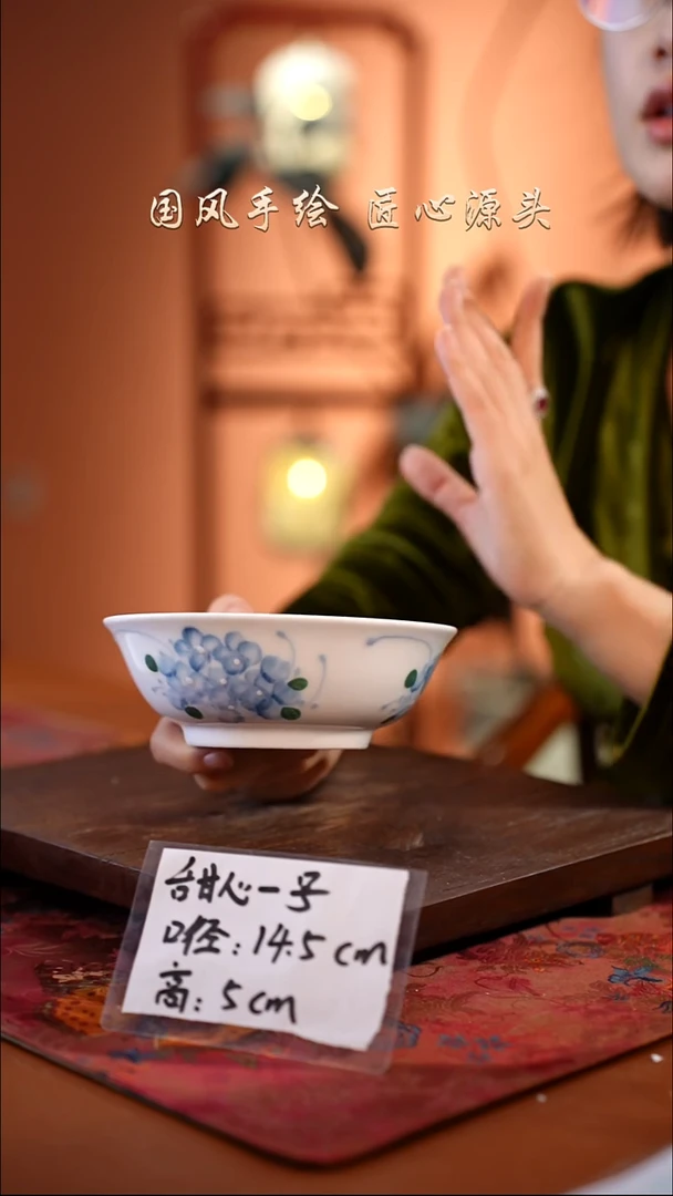 陶瓷景德镇釉中彩餐具波浪盘直径25.5高5