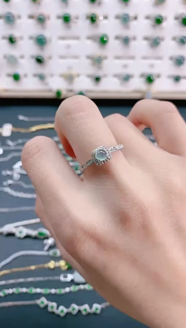 【闪购商品】翡翠戒指银S925镶嵌 天然翡翠