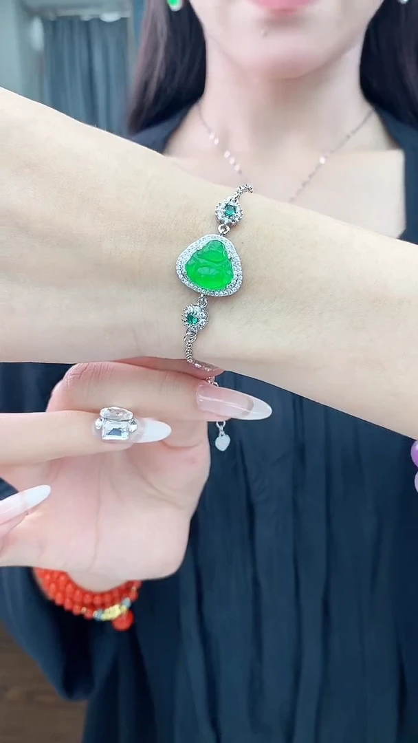 银S925镶嵌手链翡翠S122手链