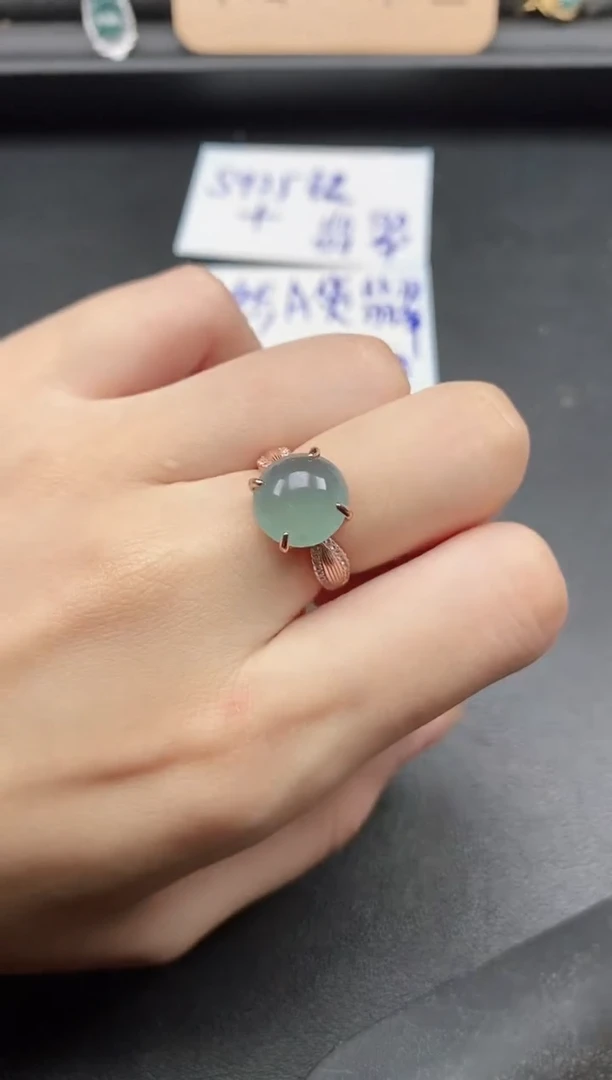 翡翠戒指银S925镶嵌51511