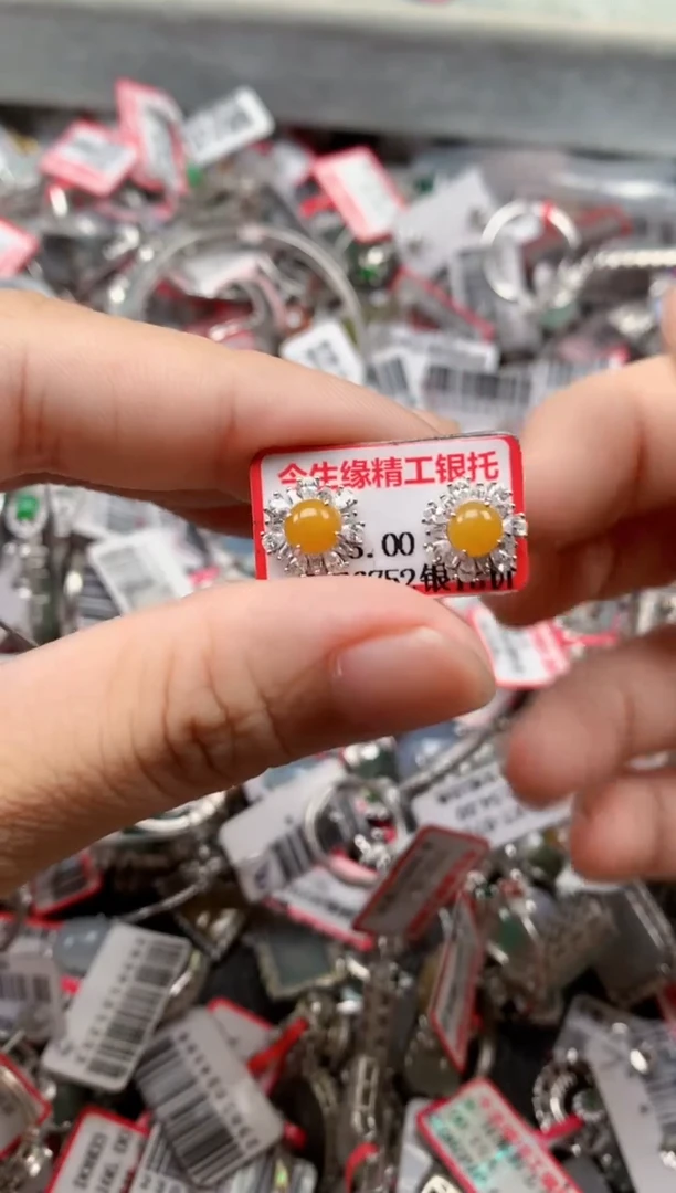 银S925镶嵌戒指翡翠天然A货缅甸翡翠