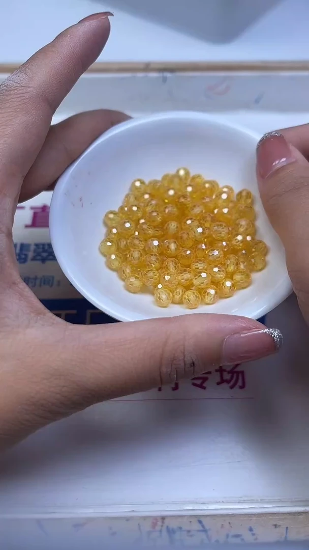 未镶嵌天然锆石散珠D168 金黄锆石切面6mm10个9.9元