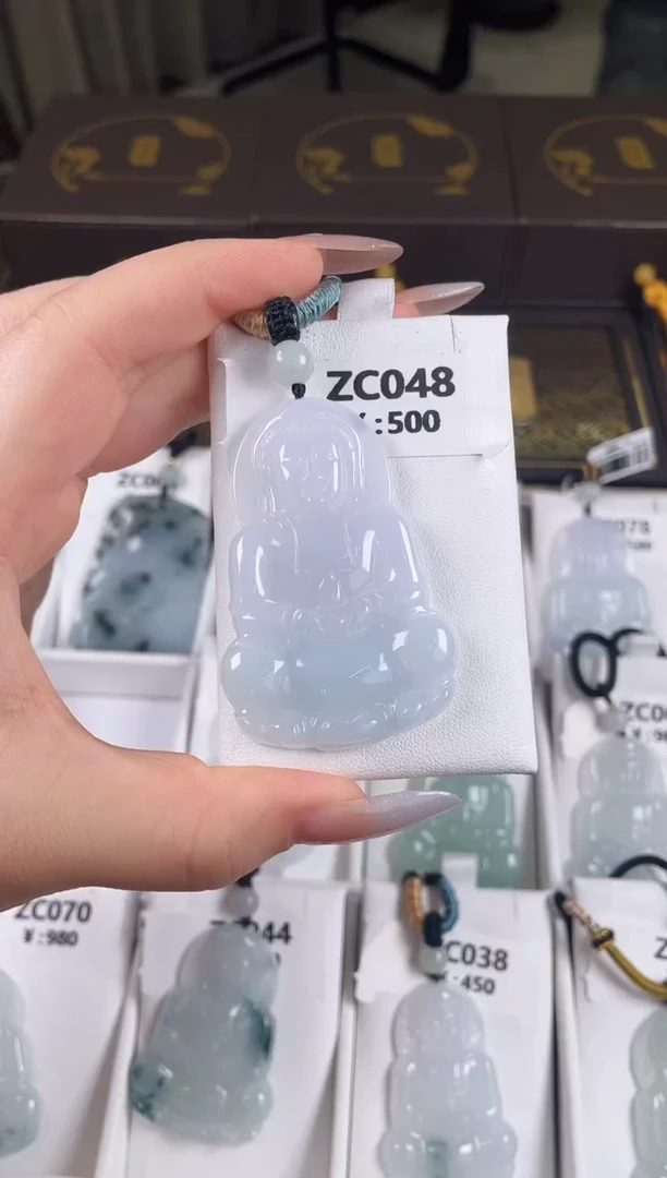 颈饰未镶嵌翡翠ZC048冰大观音+孤品+送同款绳子