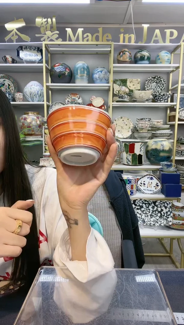 瓷赤绘10厘米饭碗一只装