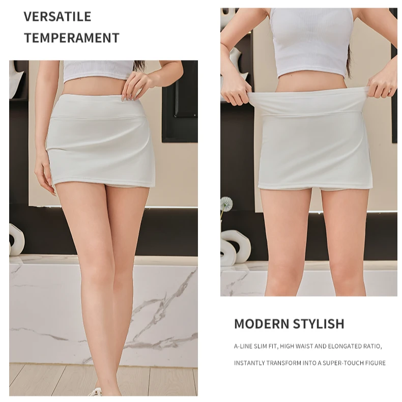 夏季裤裙高腰显瘦性感半身裙春夏裙子白色开叉修身不规则A字短裙