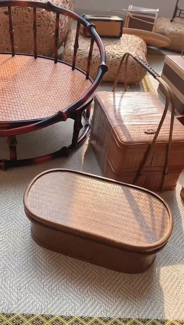 【闪购商品】手工竹编椭圆收纳盒茶台