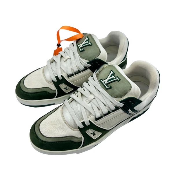 LV/8.5码42.5码/抹茶绿拼接trainer板鞋/98新/vv809/时尚潮流潮鞋