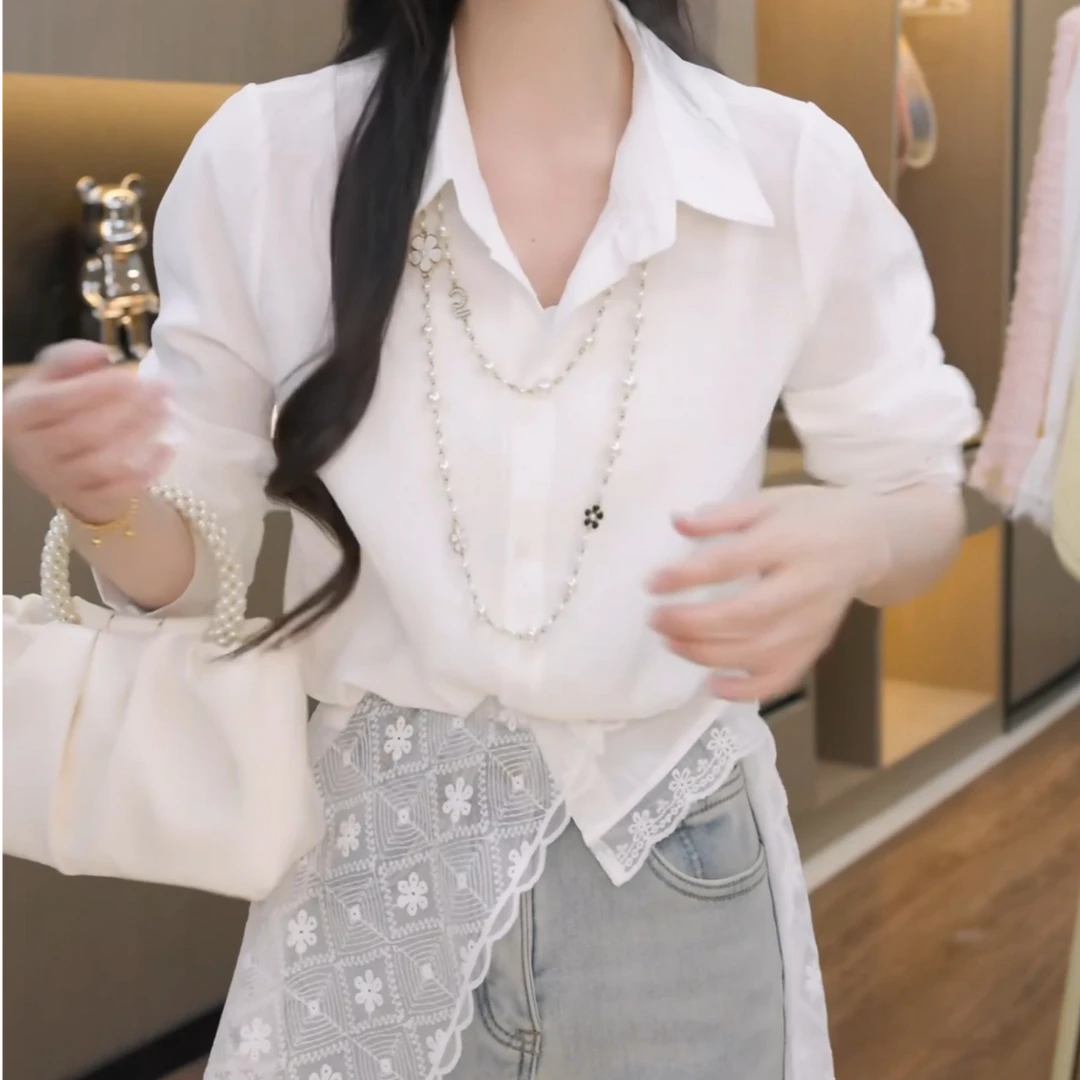 春季新款气质洋气时尚设计感百搭蕾丝披肩+衬衫LK2501497