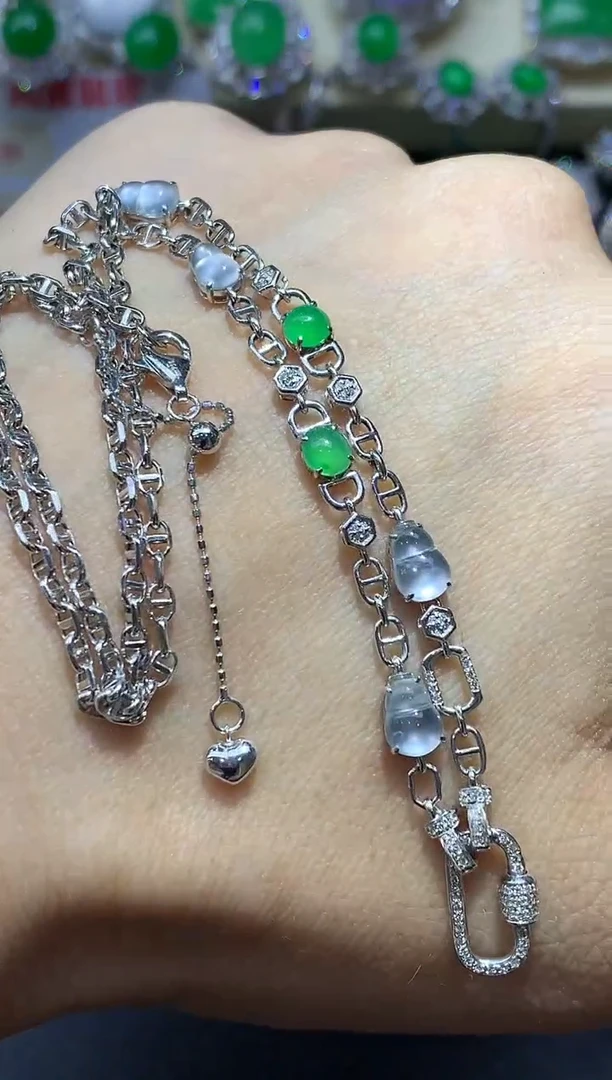 颈饰18K金镶嵌翡翠742-中国好珍宝