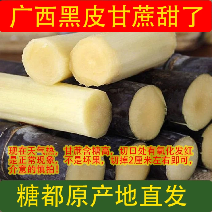 广西黑皮甘蔗应季水果新鲜现砍现发脆甜多汁包邮