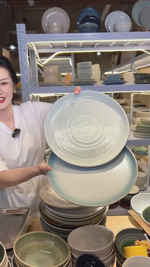 瓷140（大盘鸡）外贸尾货高温釉下彩陶瓷餐具默认微瑕