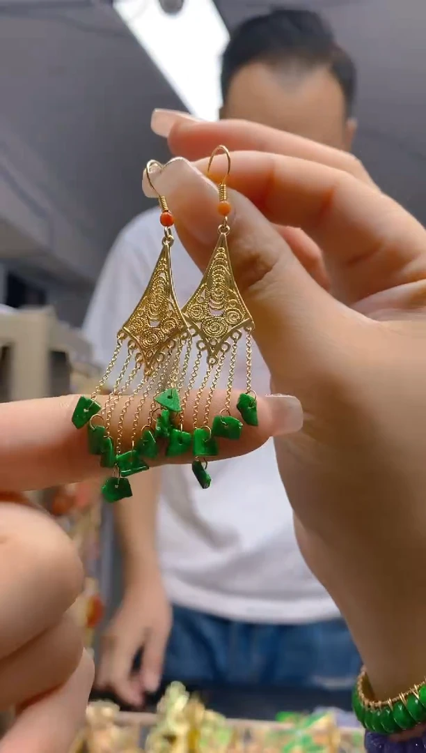 【闪购商品】翡翠耳饰合金73翡翠耳钩