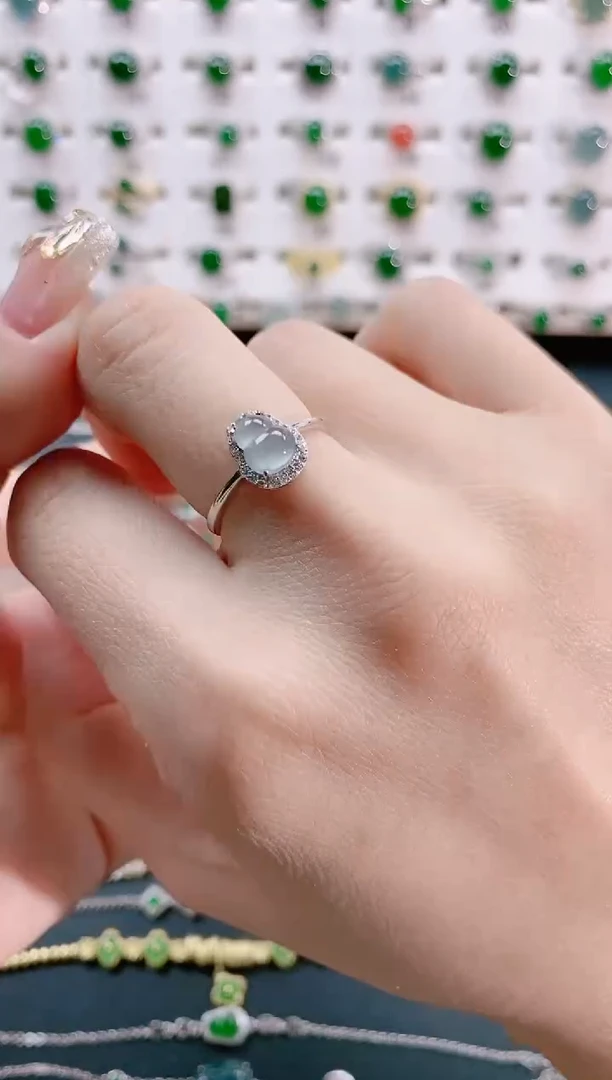 【闪购商品】翡翠戒指银S925镶嵌天然翡翠