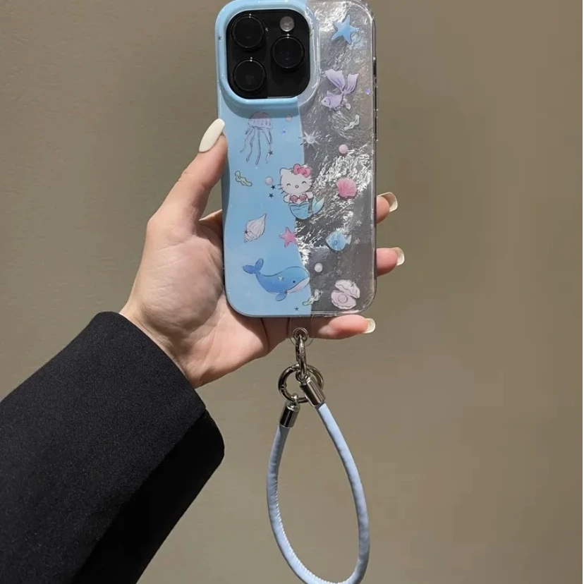卡通海洋世界kt猫适用苹果16pro手机壳iPhone15promax防摔14pro女