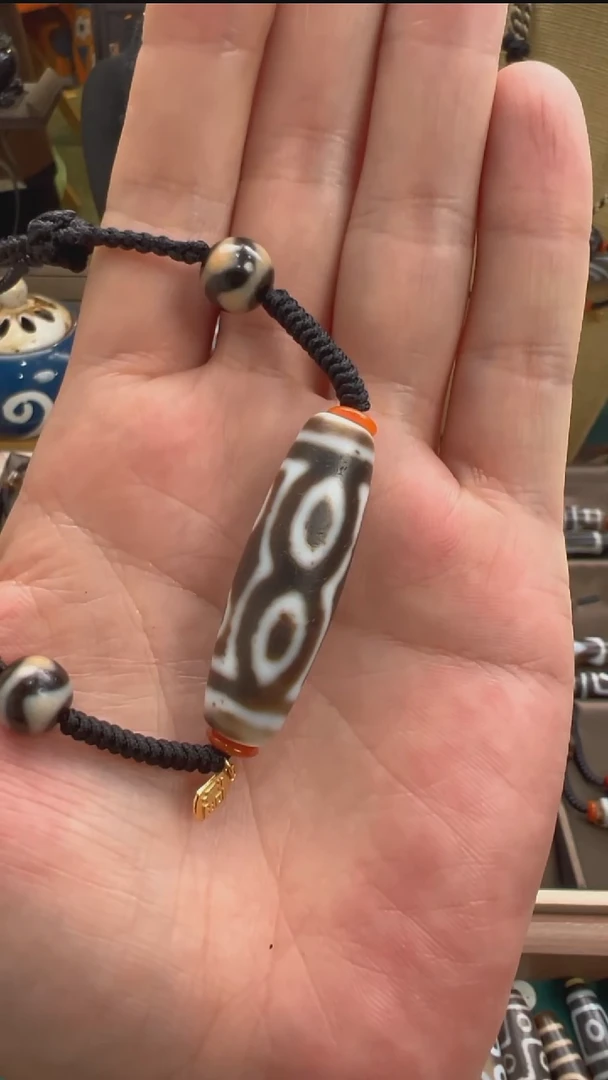 玛瑙/玉髓颈饰未镶嵌小卢全手工灰皮玛瑙天珠