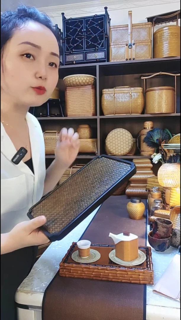茶具收纳盘文盘奉茶盘竹制紫檀色桌面茶托盘茶杯架干泡台中式复古
