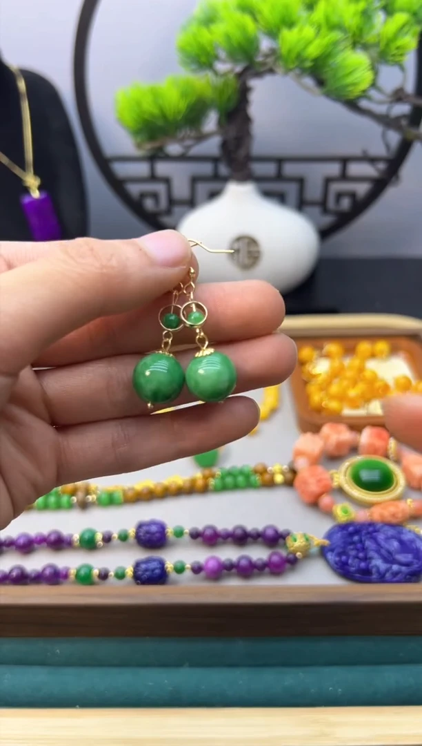 【闪购商品】翡翠耳饰14K金镶嵌E294