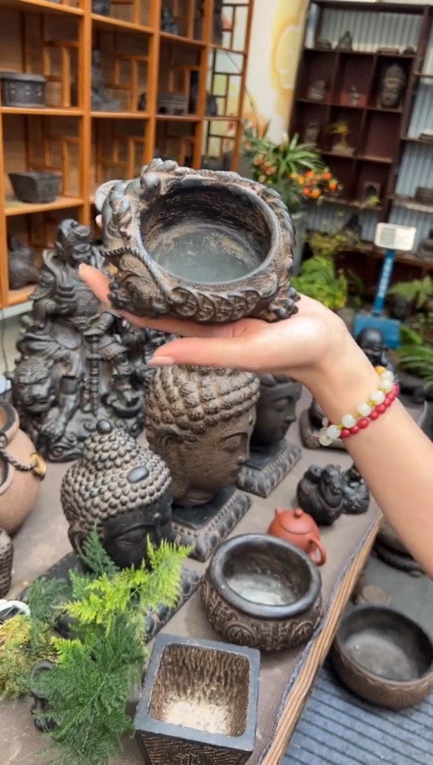 陶土【合成青石】金蟾盆