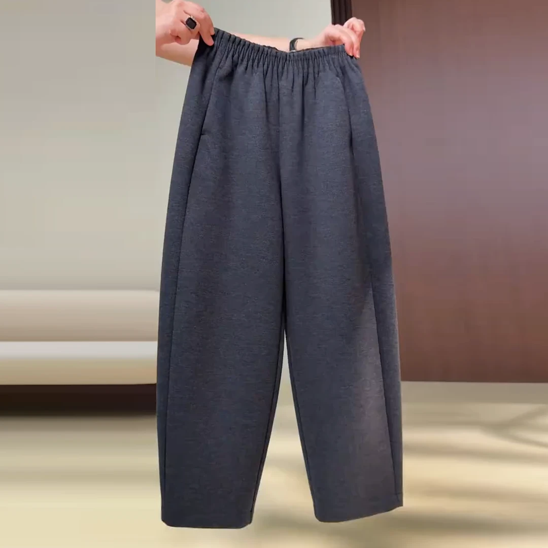 醋酸羊毛九分气球裤女2025年秋冬季新款松紧高腰休闲弯刀裤镰刀裤