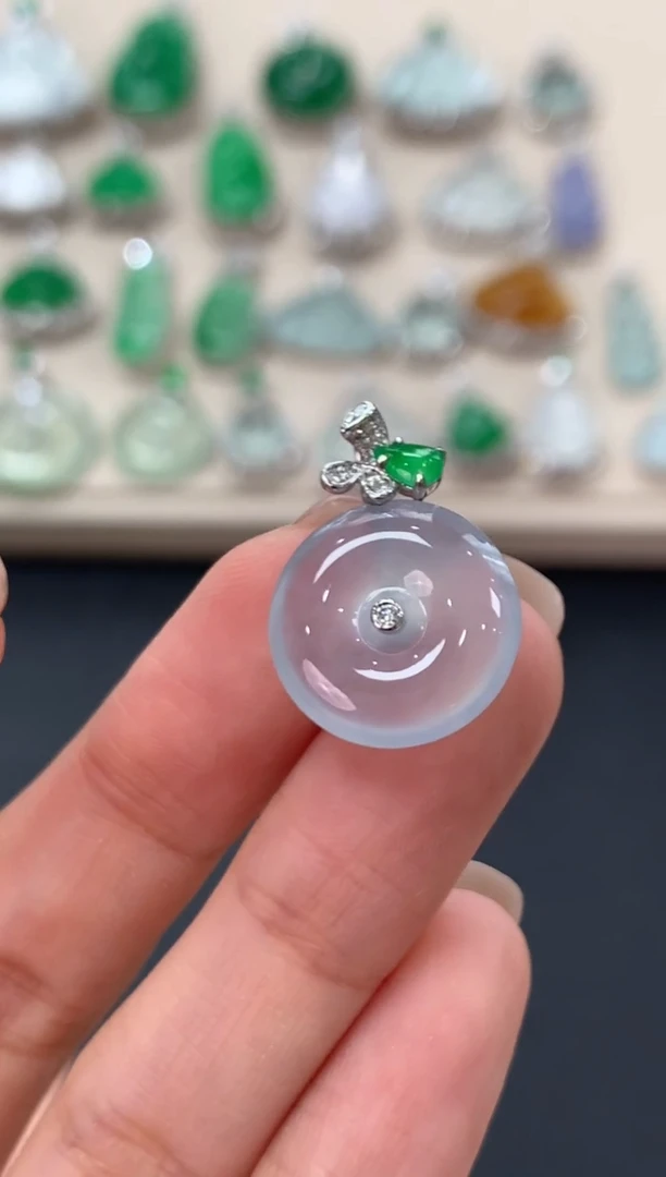 翡翠18K金镶嵌吊坠(不含链)平安扣吊坠2980