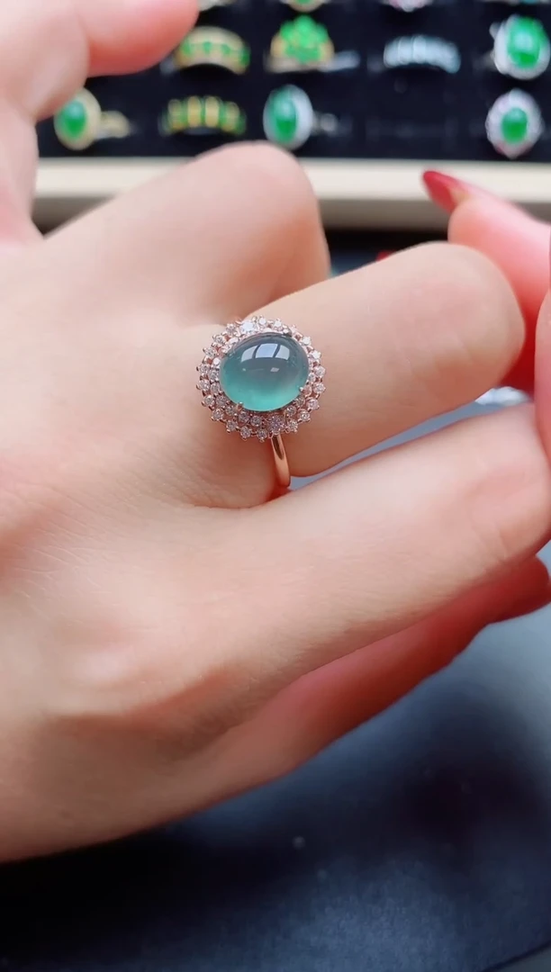 【闪购商品】翡翠戒指银S925镶嵌32112