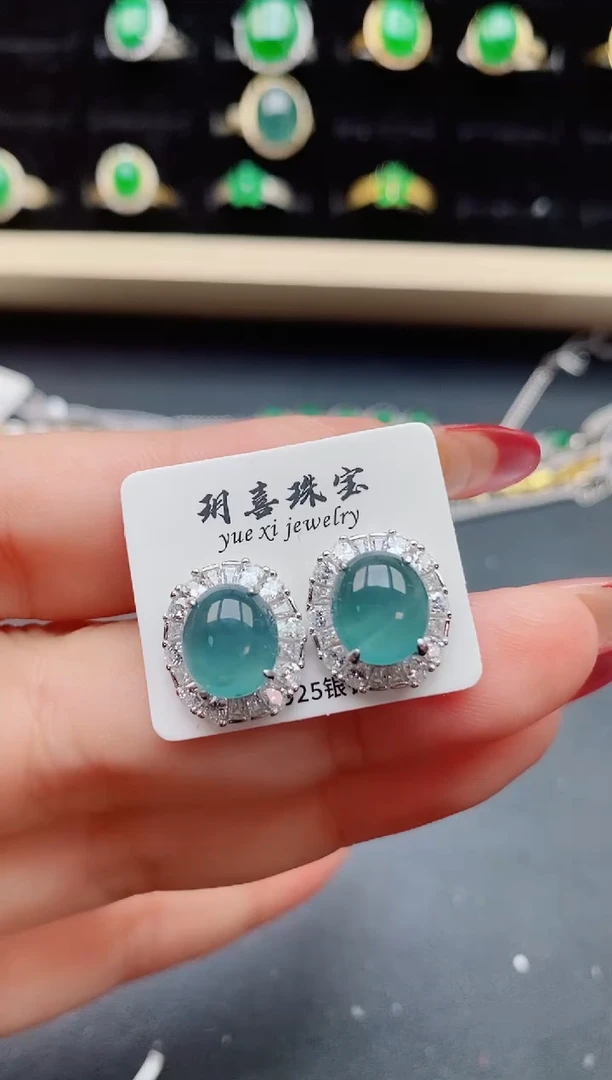 【闪购商品】翡翠耳饰银S925镶嵌321312
