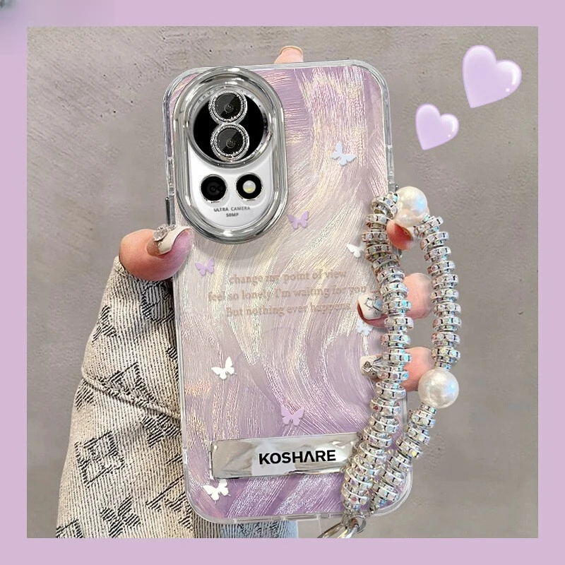 渐变紫蝴蝶适用华为nova14pro手机壳女新款13防摔1带挂绳镜头全包
