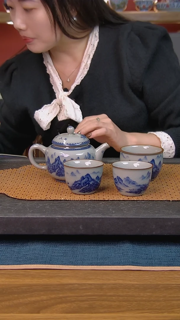 简装家用款4件套 老陶泥开片纹陶瓷茶具