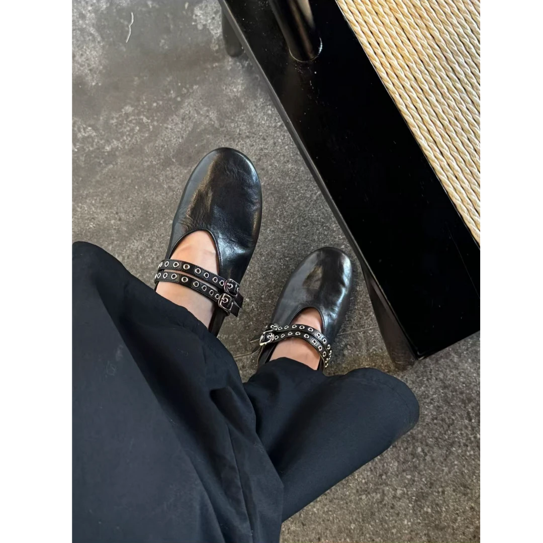 【大老板专属】25新款手工工艺水洗马皮手工鞋复古芭蕾舞鞋