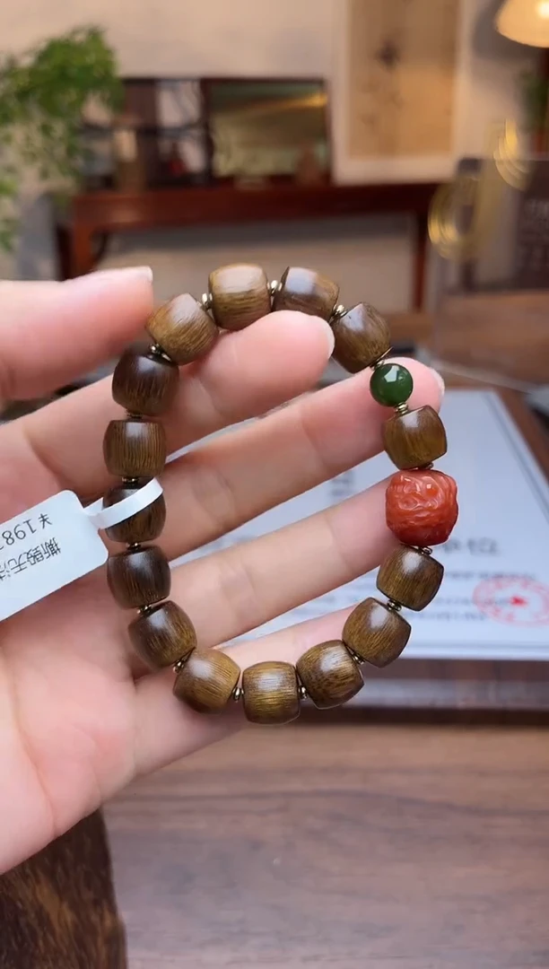 沉香手串越南芽庄玉化白奇楠10桶珠沉水＋扎基设计