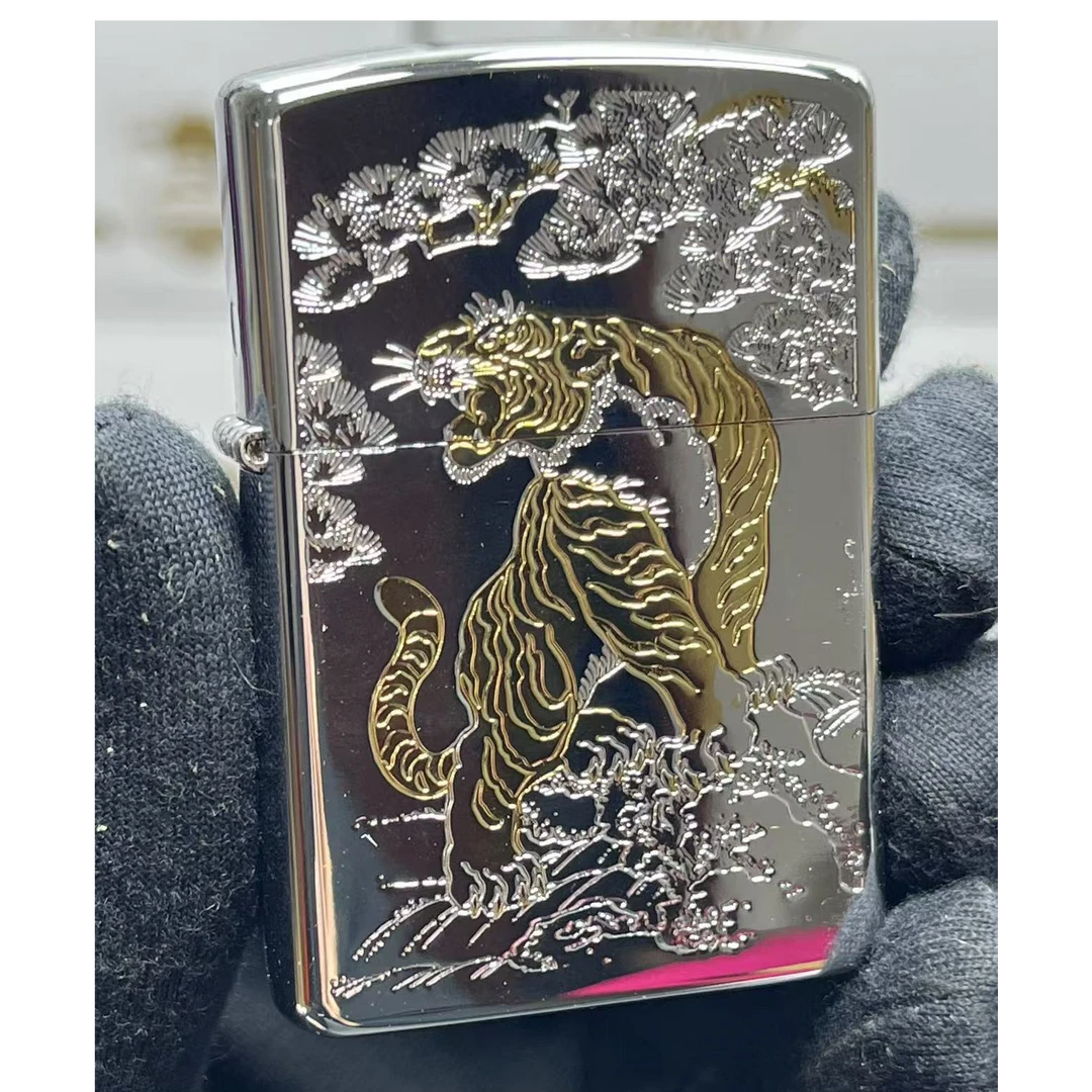 ZORRO白金虎鹤延年白双色金防风煤油打火机Z92121A